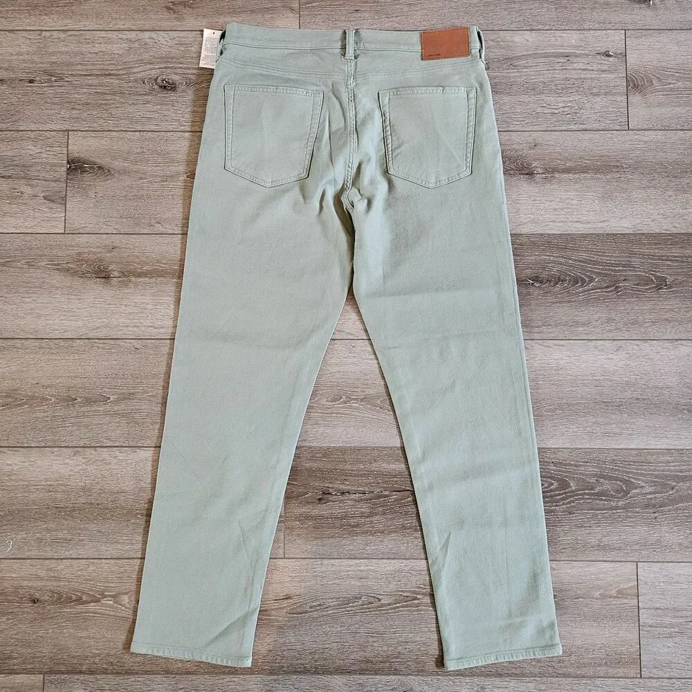 Lands End Chino Pants Mens 34 Straight Fit Green Cotton Viscose Blend Stretch